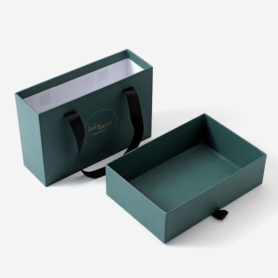 Custom Hard Cardboard Drawer Boxes Sliding Type with ribbon Handle